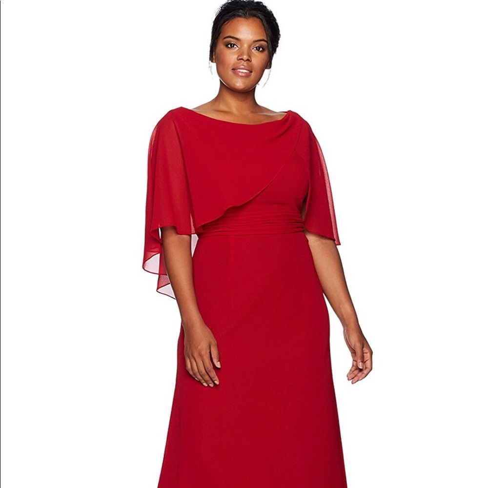 Lady in red formal gown